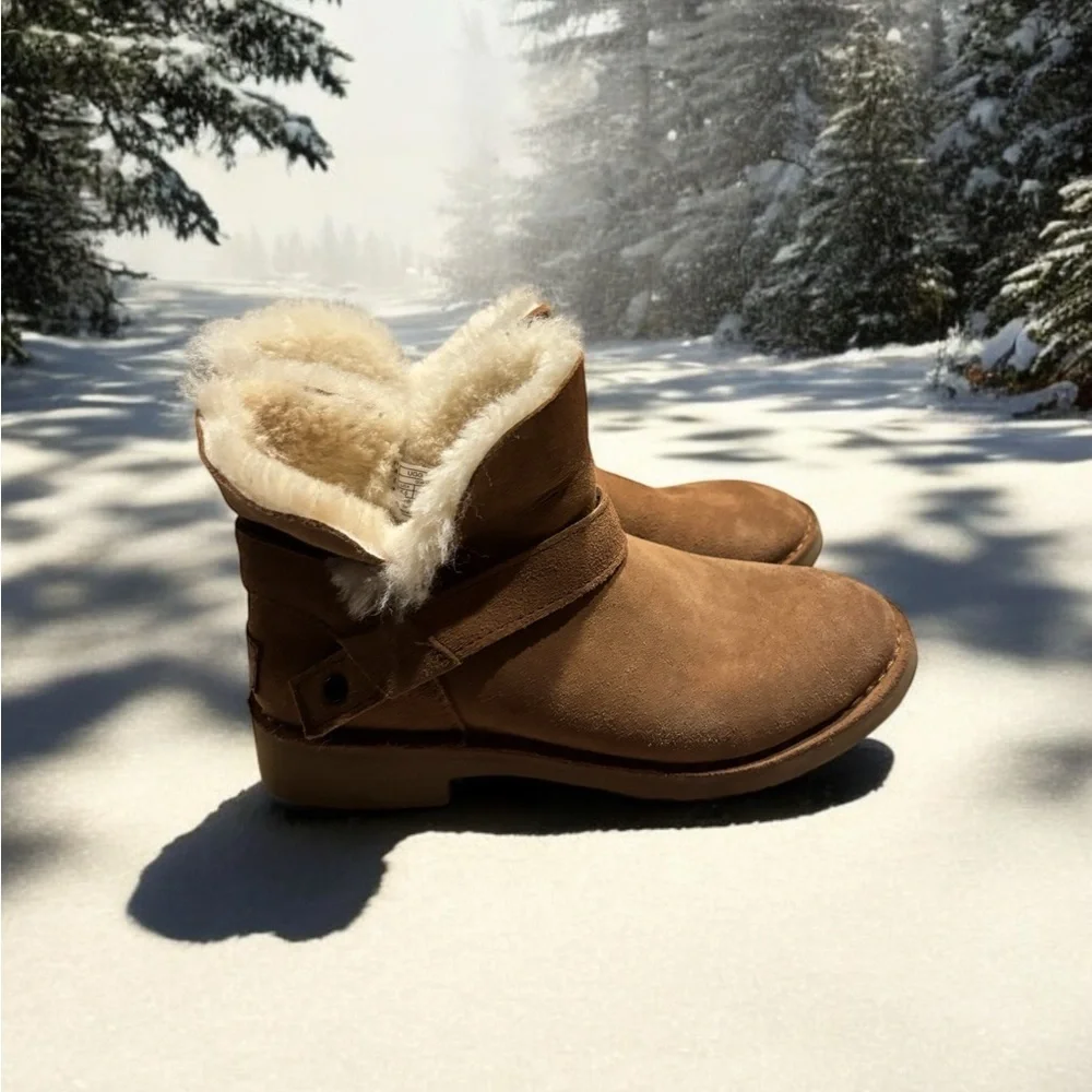 UGG Zariyah Water Repellent Tan Suede Ankle Boots.